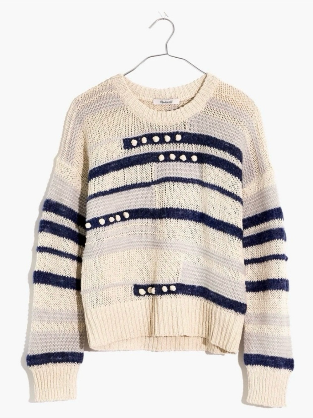 Madewell Grandover Bobble Striped Pullover Sweater